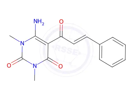 Chemical structure of 6-Amino-5-cinnamoyl-1,3-dimethylpyrimidine-2,4(1H,3H)-dione
