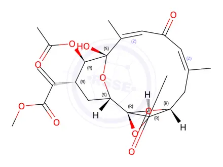 Chemical structure of 2-[(1R,2S,4R,5R,6S,7Z,10Z,13R,17R)-5-Acetyloxy-6-hydroxy-7,11-dimethyl-9,15-dioxo-14,16,18-trioxatetracyclo[11.2.2.12,6.01,17]octadeca-7,10-dien-4-yl]acrylic acid methyl ester