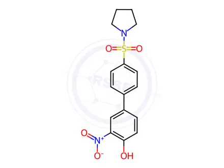 Chemical structure of 2-Nitro-4-[4-(pyrrolidinylsulfonyl)phenyl]phenol