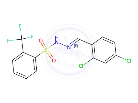 Chemical structure of (E)-N'-(2,4-Dichlorobenzylidene)-2-(trifluoromethyl)benzenesulfonohydrazide