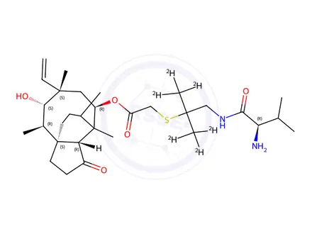 Chemical structure of rel-(3aR,4R,5R,7S,8S,9R,9aS,12S)-8-Hydroxy-4,7,9,12-tetramethyl-3-oxo-7-vinyldecahydro-4,9a-propanocyclopenta[8]annulen-5-yl 2-((2-(((R)-2-amino-3-methylbutanamido)methyl)propan-2-
