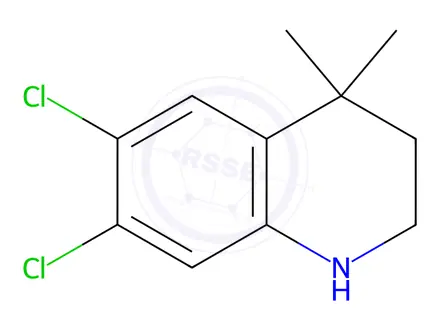 Chemical structure of Quinoline, 6,7-dichloro-1,2,3,4-tetrahydro-4,4-dimethyl-