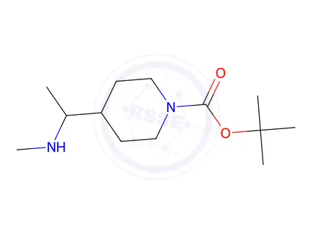 Chemical structure of Tert-butyl 4-(1-(methylamino)ethyl)piperidine-1-carboxylate