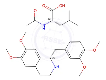 Chemical structure of Isoquinoline, 1-[(3,4-dimethoxyphenyl)methyl]-1,2,3,4-tetrahydro-6,7-dimethoxy-, (1S),L-Leucine, N-acetyl-