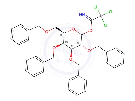 Chemical structure of 2,3,4,6-TETRA-O-BENZYL-D-GALACTOPYRANOSE TRICHLOROACETIMIDATE