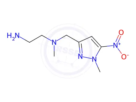 Chemical structure of N-methyl-N-[(1-methyl-5-nitro-1H-pyrazol-3-yl)methyl]ethane-1,2-diamine