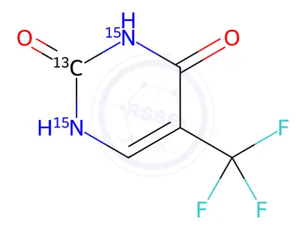 Chemical structure of Trifluorothymine-13C,15N2