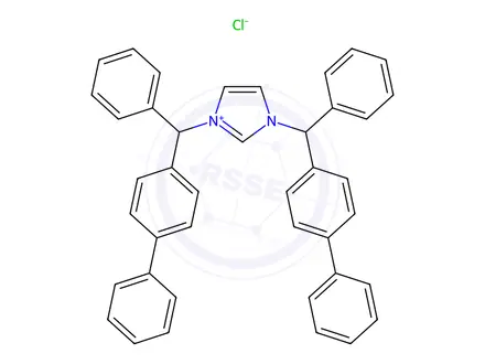 Chemical structure of 1,3-Bis([1,1’-Biphenyl]-4-ylphenylmethyl)-1H-imidazolium Chloride