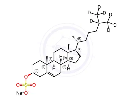 Chemical structure of Sodium Cholesterol-25,26,26,26,27,27,27-d7 Sulfate