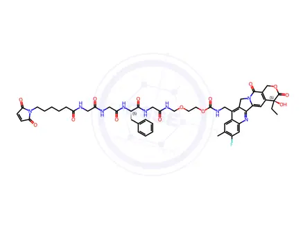 Chemical structure of MC-GGFG-AM-(10Me-11F-Camptothecin)