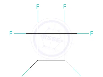 Chemical structure of 1,1,2,2,3,4-hexakis(fluoranyl)cyclobutane