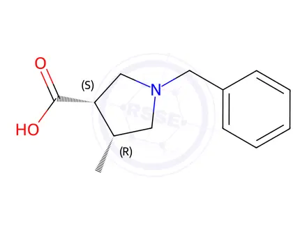 Chemical structure of (3S,4R)-1-Benzyl-4-methylpyrrolidine-3-carboxylic acid
