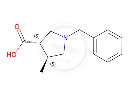 Chemical structure of (3S,4S)-1-benzyl-4-methylpyrrolidine-3-carboxylic acid