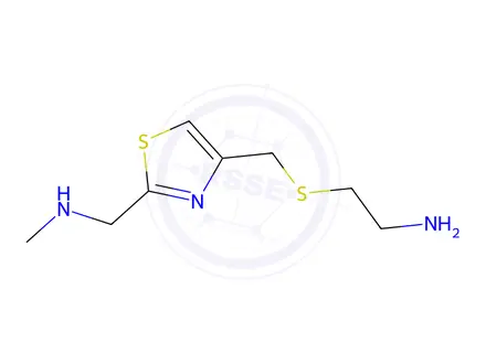 Chemical structure of 2-(((2-((Methylamino)methyl)thiazol-4-yl)methyl)thio)ethan-1-amine