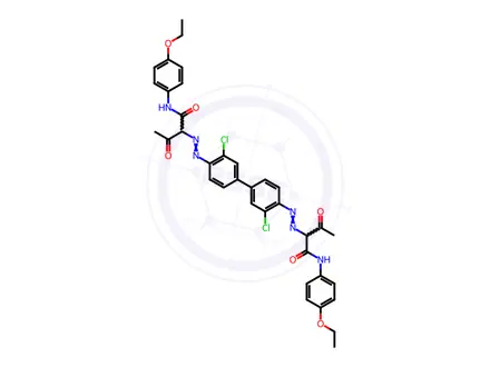 Chemical structure of 2,2'-[(3,3'-dichloro[1,1'-biphenyl]-4,4'-diyl)bis(azo)]bis[N-(4-ethoxyphenyl)-3-oxobutyramide]