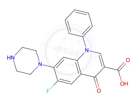 Chemical structure of 6-Fluoro-4-oxo-1-phenyl-7-(piperazin-1-yl)-1,4-dihydroquinoline-3-carboxylic acid