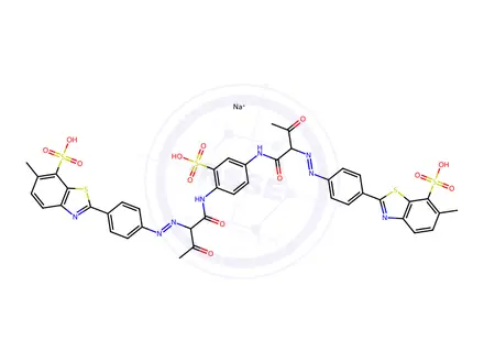 Chemical structure of 2,2'-[(2-sulpho-p-phenylene)bis[imino(1-acetyl-2-oxoethylene)azo-p-phenylene]]bis[6-methylbenzothiazole-7-sulphonic] acid, sodium salt