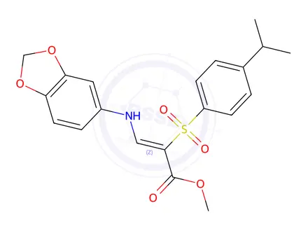 Chemical structure of Methyl (2Z)-3-[(2H-1,3-benzodioxol-5-yl)amino]-2-[4-(propan-2-yl)benzenesulfonyl]prop-2-enoate