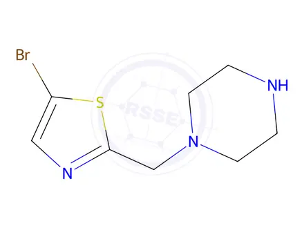 Chemical structure of 5-Bromo-2-(piperazin-1-ylmethyl)thiazole