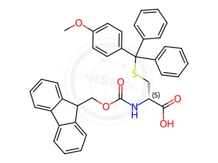 Chemical structure of Fmoc-d-cys(mmt)-OH