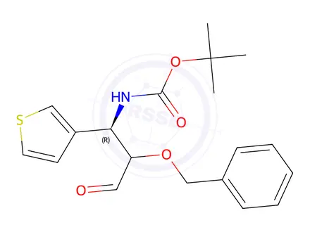Chemical structure of Tert-butyl ((1R)-2-(benzyloxy)-3-oxo-1-(thiophen-3-yl)propyl)carbamate