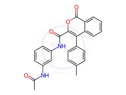 Chemical structure of N-(3-acetamidophenyl)-1-oxo-4-(p-tolyl)-1H-isochromene-3-carboxamide