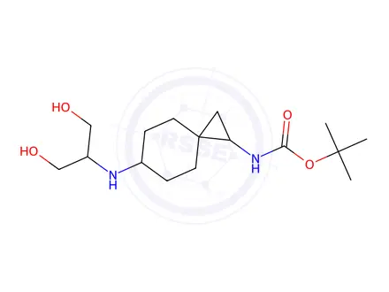 Chemical structure of tert-butyl N-[6-[[2-hydroxy-1-(hydroxymethyl)ethyl]amino]spiro[2.5]octan-2-yl]carbamate
