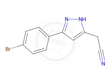 Chemical structure of 2-(5-(4-Bromophenyl)-1H-pyrazol-3-yl)acetonitrile