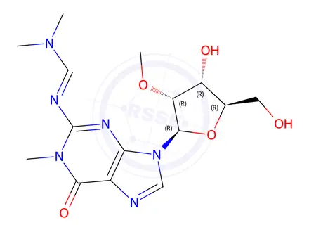 Chemical structure of N2-[(N,N-Dimethylamino] methylene-N1-methyl-2'-O-methylguanosine