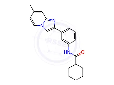 Chemical structure of N-(3-(7-methylimidazo[1,2-a]pyridin-2-yl)phenyl)cyclohexanecarboxamide