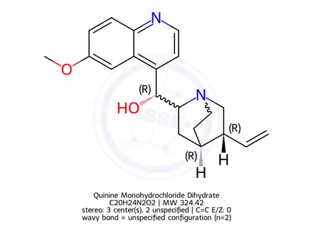 Chemical structure of Quinine Monohydrochloride Dihydrate