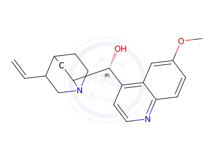 Chemical structure of 5-oxo-L-proline, compound with (8alpha,9R)-10,11-dihydro-6'-methoxycinchonan-9-ol (1:1)