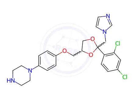 Chemical structure of 1-[4-[[(2RS,4SR)-2-(2,4-dichlorophenyl)-2-(1H-imidazol-1-ylmethyl)-1,3-dioxolan-4-yl]methoxy]phenyl]
