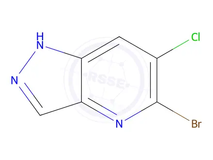 Chemical structure of 5-bromo-6-chloro-1H-pyrazolo[4,3-b]pyridine