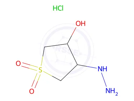 Chemical structure of 3-hydrazinyl-4-hydroxy-1λ⁶-thiolane-1,1-dione hydrochloride