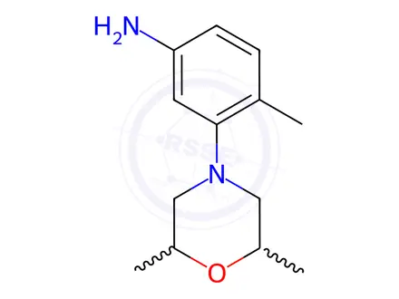 Chemical structure of 3-(2,6-dimethylmorpholino)-4-methylaniline