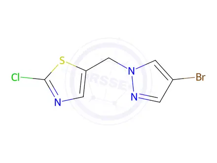 Chemical structure of 5-[(4-Bromo-1H-pyrazol-1-yl)methyl]-2-chloro-1,3-thiazole