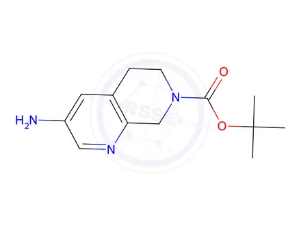 Chemical structure of tert-Butyl 3-amino-5,6-dihydro-1,7-naphthyridine-7(8H)-carboxylate