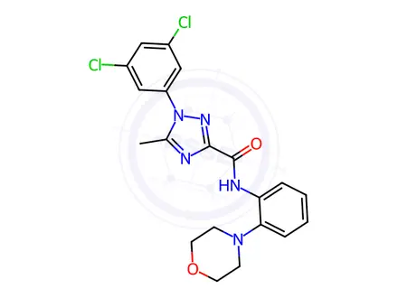 Chemical structure of 1-(3,5-dichlorophenyl)-5-methyl-N-(2-morpholinophenyl)-1H-1,2,4-triazole-3-carboxamide
