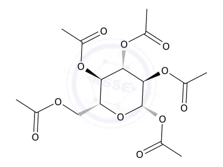 Chemical structure of Penta-O-acetyl-β-D-glucopyranose