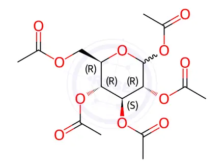 Chemical structure of BETA-D-GLUCOSE PENTAACETATE