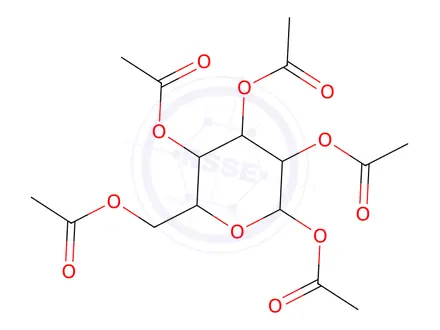 Chemical structure of 1,2,3,4,6-Penta-O-acetyl-beta-D-(C~1~-~2~H)glucopyranose
