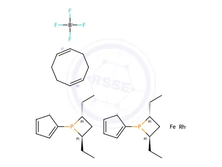 Chemical structure of (+)-1,1'-BIS((2R,4R)-2,4-DIETHYLPHOSPHOTANO)FERROCENE(1,5-CYCLOOCTADIENE)RHODIUM (I) TETRAFLUOROBORATE