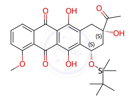 Chemical structure of (8S-cis)-8-Acetyl-10-[[(1,1-dimethylethyl)dimethylsilyl]oxy]-7,8,9,10-tetrahydro-6,8,11-trihydroxy-1-methoxy-5,12-naphthacenedione