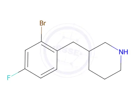 Chemical structure of 3-(2-Bromo-4-fluorobenzyl)piperidine