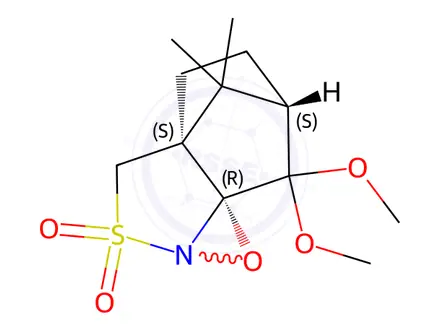 Chemical structure of (+)-(2R,8aR)-[(8,8-Dimethoxycamphoryl)sulfonyl]oxaziridine