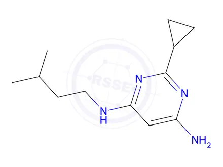 Chemical structure of 2-cyclopropyl-n4-isopentylpyrimidine-4,6-diamine