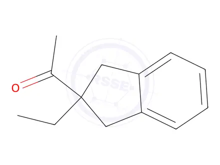 Chemical structure of 1-(2-ethyl-2,3-dihydro-1H-inden-2-yl)ethan-1-one