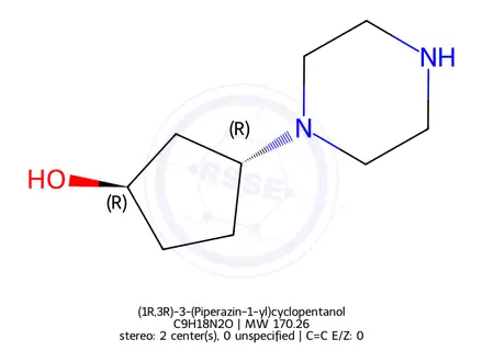 Chemical structure of (1R,3R)-3-(Piperazin-1-yl)cyclopentanol