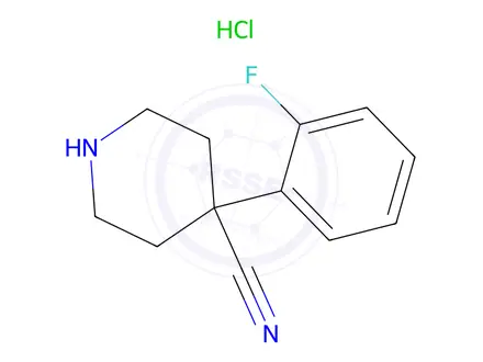 Chemical structure of 4-(2-Fluoro-phenyl)-piperidine-4-carbonitrile hydrochloride
